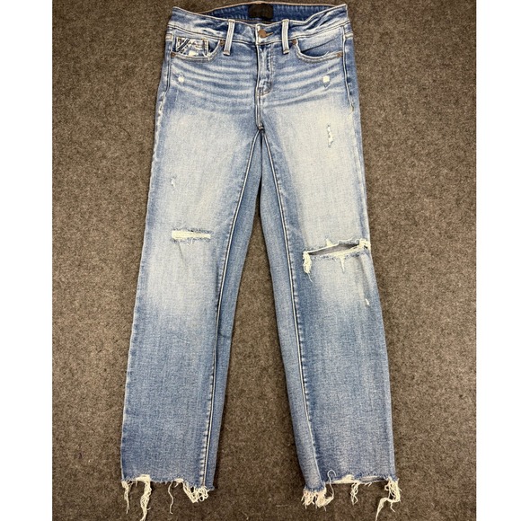 Buckle Black Fit No. 53 Cropped Straight Ripped Distressed Jeans - Size 26x28 - Picture 1 of 8